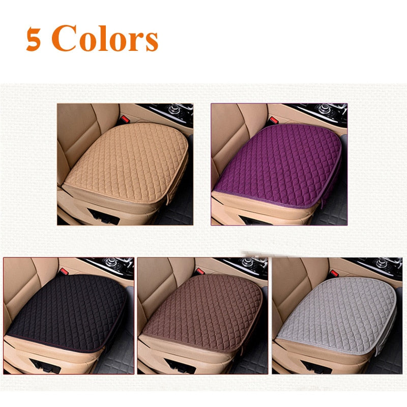 Flax Car Seat Cover Front Rear Linen Fabric Cushion Breathable Protector Mat Pad Universal Auto Interior Styling Truck SUV Van