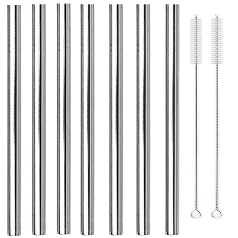 7 Colors 8.5&quot; Wide Metal Drinking Straw 304 Stainless Steel Straws Set Reusable Boba Straw for Bubble Tea Milk Bar Accessory