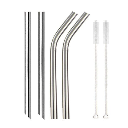 4Pcs Colorful 12mm Reusable Metal Boba Straws with 2 Brush 304 Stainless Steel Straws Set Bar Drinking Bent Straw for Bubble Tea