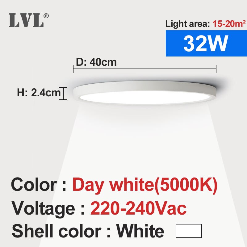 Modern LED Ceiling Light 12W 18W 24W 32W 220V 5000K Kitchen Bedroom Bathroom Lamps Ultrathin Ceiling Lamp