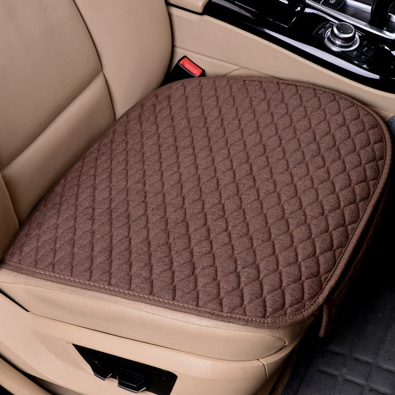 Flax Car Seat Cover Front Rear Linen Fabric Cushion Breathable Protector Mat Pad Universal Auto Interior Styling Truck SUV Van