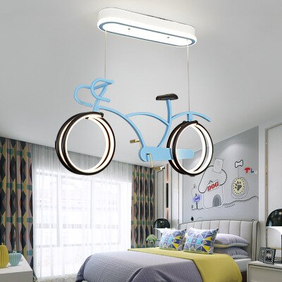 Children&#39;s room chandelier eye protection simple modern boys and girls bedroom LED personality cartoon bicycle lights