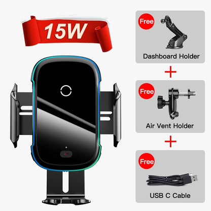 Baseus 15W Qi Car Wireless Charger Induction Car Mount Fast Wireless Charging For iPhone Samsung Huawei Xiaomi Car Phone Holder