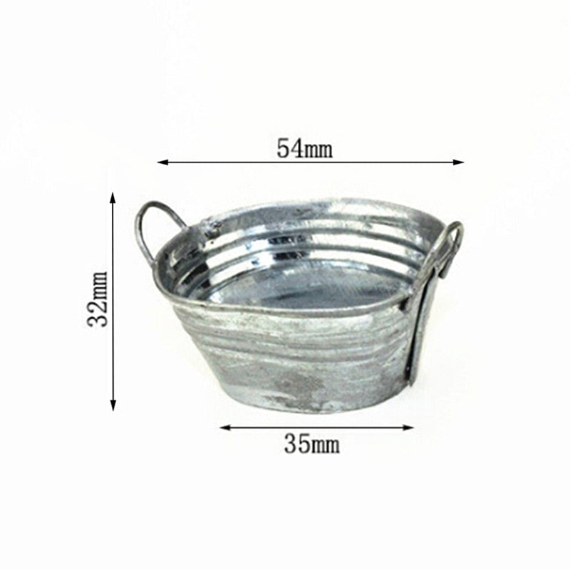 1:12 Dollhouse Miniatures Metal Washtub With Washboard Wash Basin Laundry Tub Foot Bucket For Home Furniture Bathroom Supplies