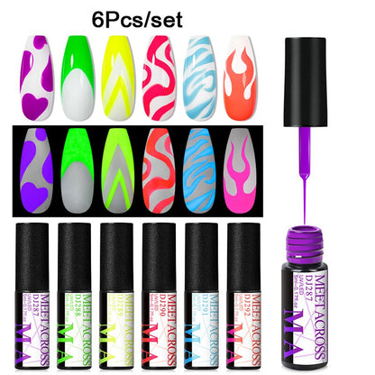 MEET ACROSS 6/12Pcs Nail Liner Gel Set Line Polish Gel Kit Nail Art Design For UV Paint Nail Drawing Polish DIY Painting Varnish