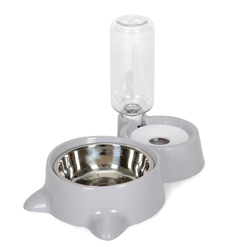 2-in-1 Cat Bowl Water Dispenser Automatic Water Storage Pet Dog Cat Food Bowl Food Container with Waterer Pet Waterer Feeder