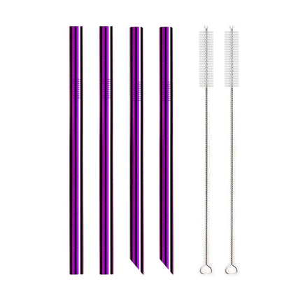 4Pcs Colorful 12mm Reusable Metal Boba Straws with 2 Brush 304 Stainless Steel Straws Set Bar Drinking Bent Straw for Bubble Tea