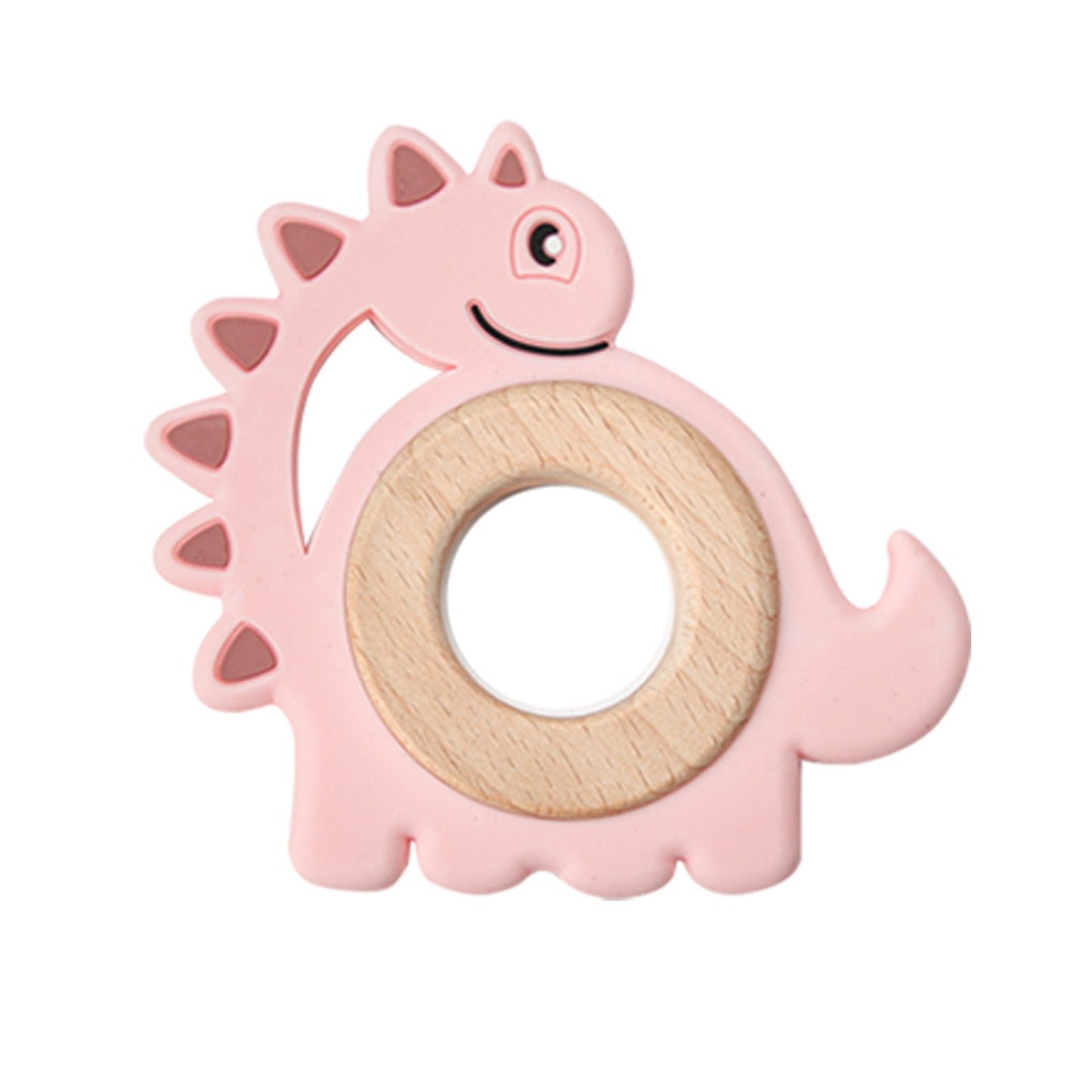 Let&#39;s Make Dinosaur Silicone Wood Ring Teether Cute Animal Nursing Pendant Accessories Teething Toys Chew Toy Teether For Teeth