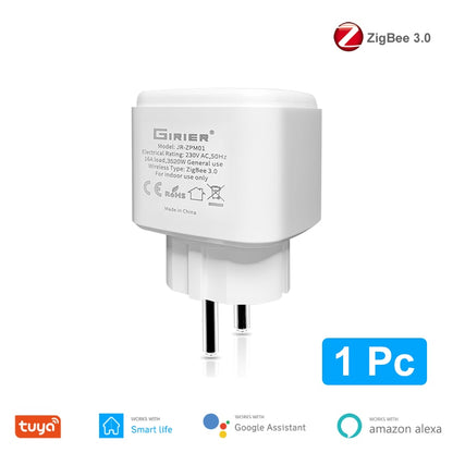 Tuya ZigBee 3.0 Smart Power Plug 16A Wireless App Voice Remote Control Socket Energy Monitor Outlet Works with Alexa Google Home