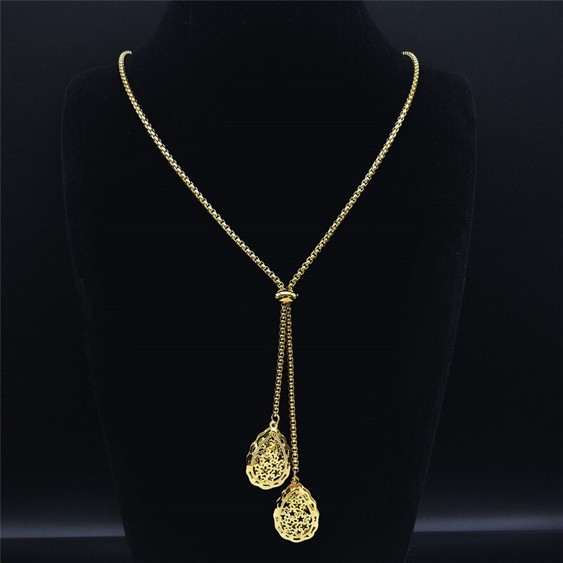 Fashion Bee Stainless Steel Long Necklace for Women Gold Color Statement Necklace Jewelry colgantes mujer moda N1376S03