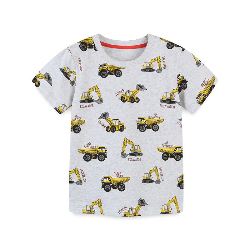 Jumping meters Boys Cartoon T shirts for Summer Children&#39;s Cotton Clothes Aircrafts Kids Tops Tees for Boys Girls Wear