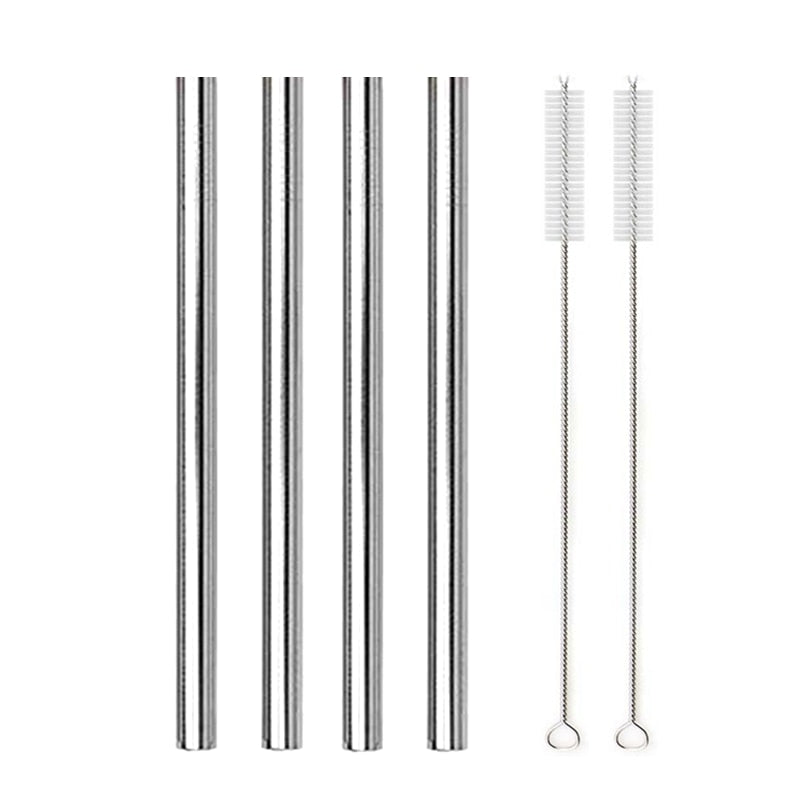 4Pcs Colorful 12mm Reusable Metal Boba Straws with 2 Brush 304 Stainless Steel Straws Set Bar Drinking Bent Straw for Bubble Tea