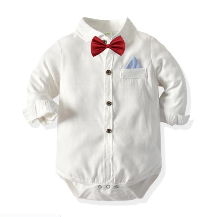 2023 Classic plaid bodysuit for baby wearing 1-2-3 birthday party gentleman baby store body boy costume funny tie baby clothes