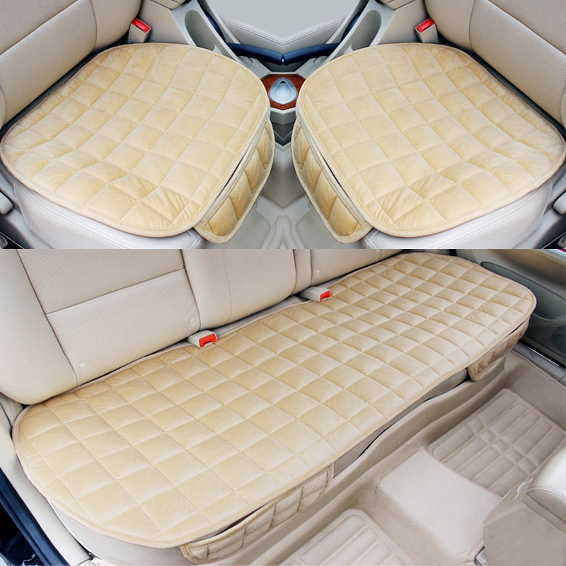 Car Seat Cover Car Accessory Front Rear Flocking Cloth Winter Warm Cushion Breathable Protector Mat Pad Universal Auto Interior