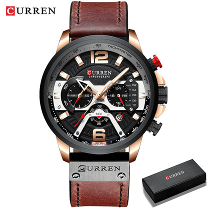 CURREN Casual Sport Watches for Men Top Brand Luxury Military Leather Wrist Watch Man Clock Fashion Chronograph Wristwatch