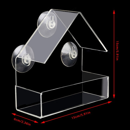 Clear House Window Bird Feeder Birdhouse With Suction Outdoor Garden Feeding New