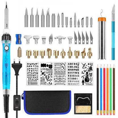 DIY 99Pcs wood burning kit heat transfer gourd engraving tool with switch thermostat soldering iron pen kit 302-842℉