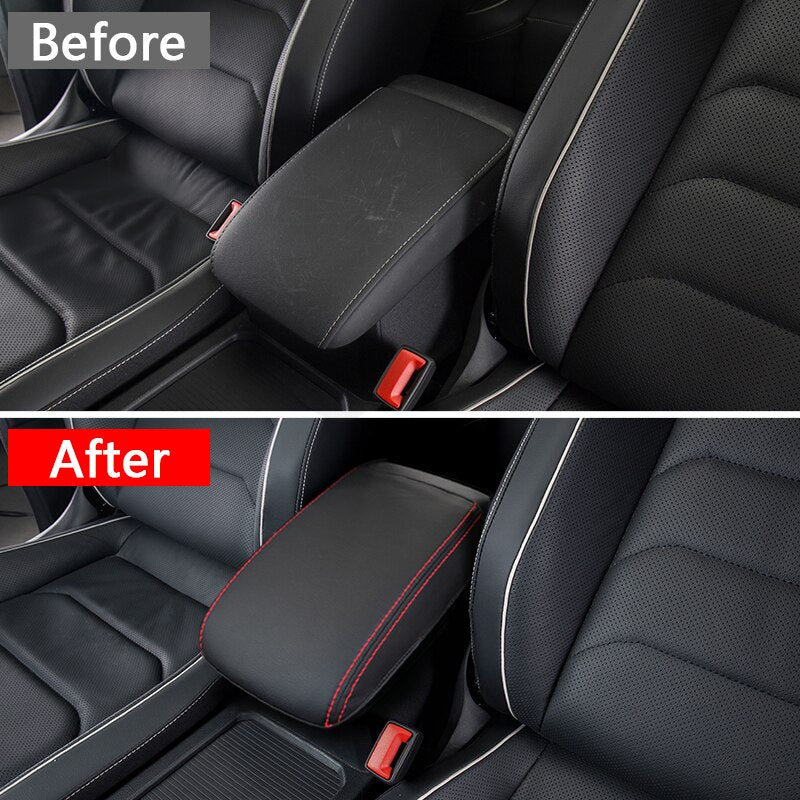 For Volkswagen VW Tiguan mk2 2016-2020 2021 2022 Armrest Console Pad Cover Cushion Support Box Armrest Top Mat Liner Car Styling