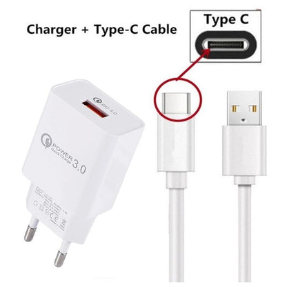 18W QC 3.0 USB Charger Quick Charge 3.0 Fast Charging Mobile Phone Charger Cable for Samsung Xiaomi huawei LG SONY Wall Adapter