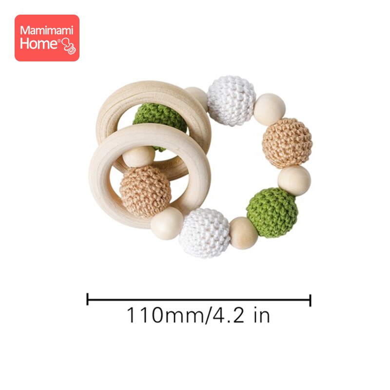 1Pc Baby Wooden Teether Crochet Giraffe Rattle Toy BPA Free Wood Rodent Rattle Baby Mobile Gym Custom logo Educational Toys