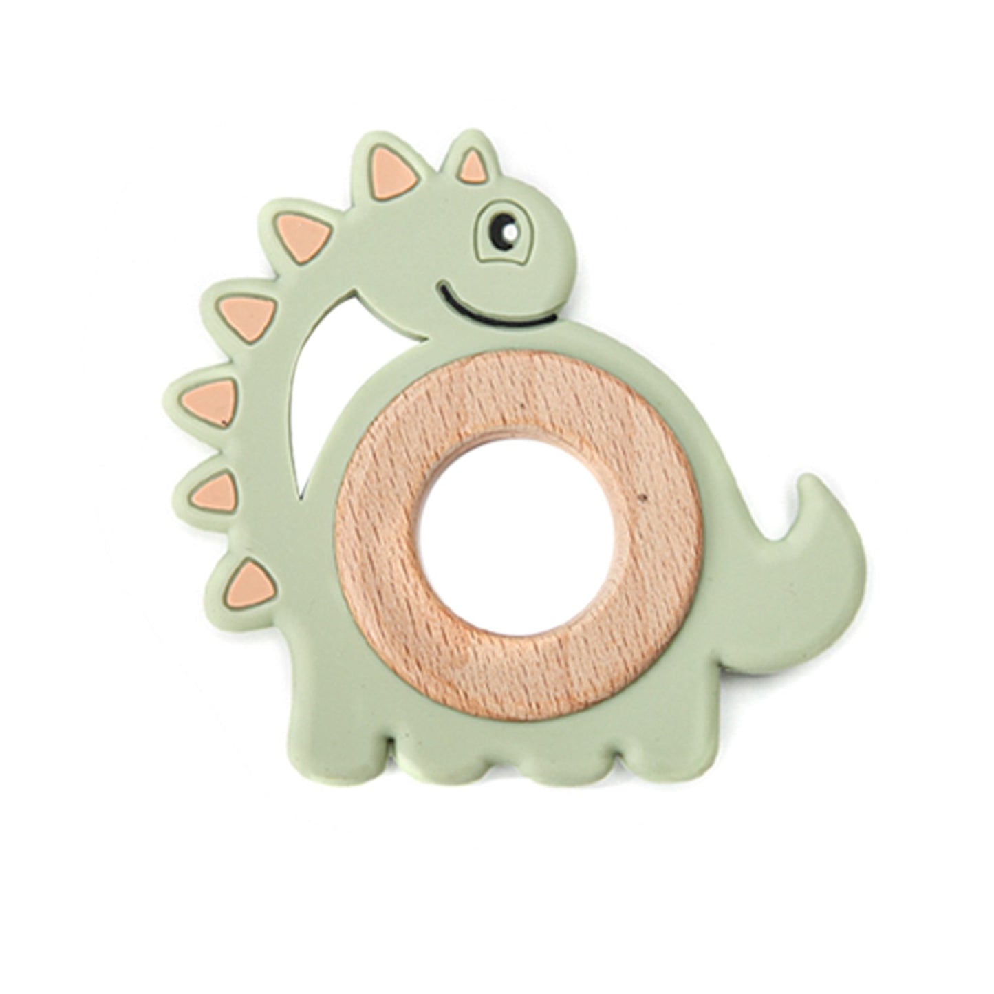 Let&#39;s Make Dinosaur Silicone Wood Ring Teether Cute Animal Nursing Pendant Accessories Teething Toys Chew Toy Teether For Teeth