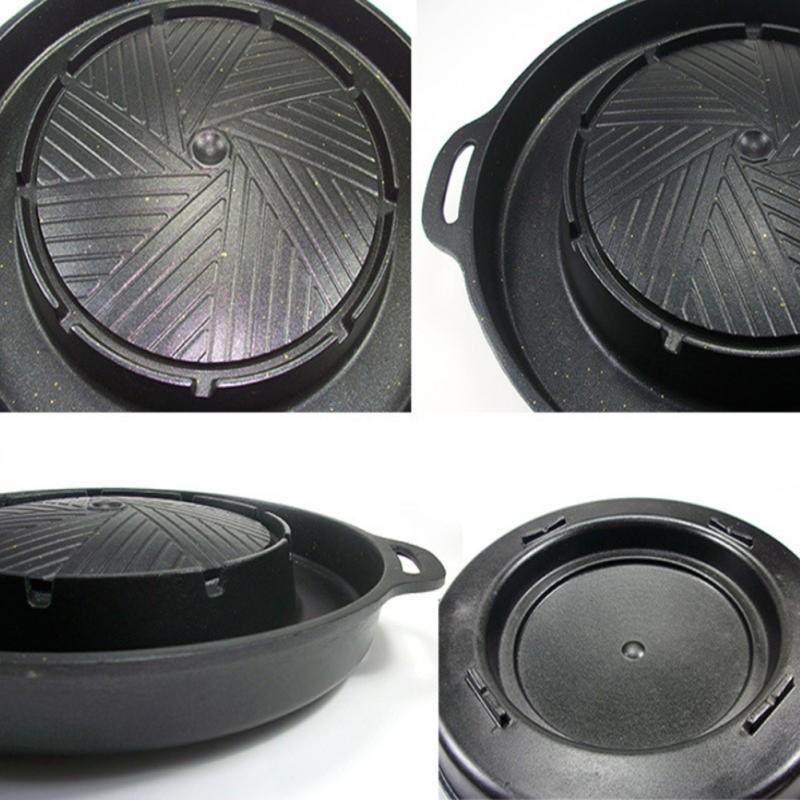 Non Stick Aluminum Alloy Round BBQ Grill Pans Hotpot Smokeless Electric Barbecue Grill Hotpot Korean Shabu Kitchen Cooking Tools