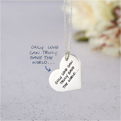 Custom Handwriting Name Heart Necklace Engraved Personalized Actual Signature Necklace Pendants For Women Wedding Gifts