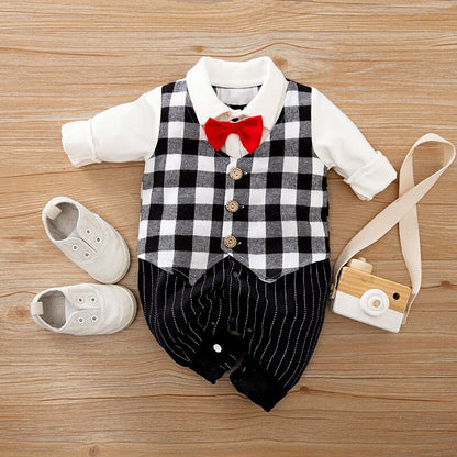 Newborn -2 Y Romper Gentleman Long Sleeve Outfits Cotton Baby Boy Clothes Toddler Costume Jumpsuits For 0-24M birthday party