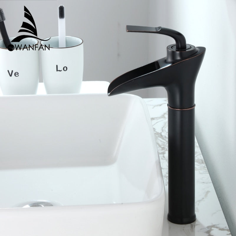 Basin Faucets Modern White Bathroom Faucet Waterfall faucets Single Hole Cold and Hot Water Tap Basin Faucet Mixer Taps 6008