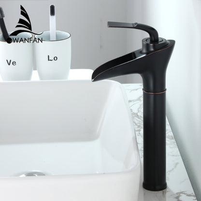 Basin Faucets Modern White Bathroom Faucet Waterfall faucets Single Hole Cold and Hot Water Tap Basin Faucet Mixer Taps 6008