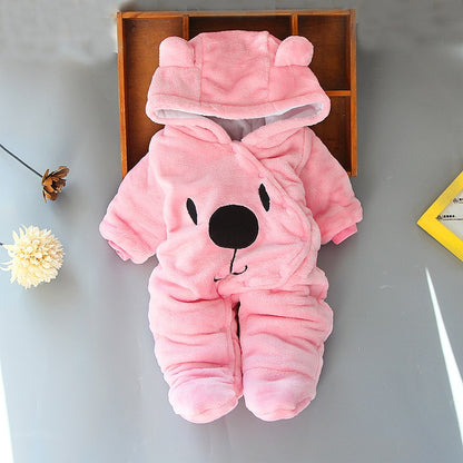 HH Baby Winter Warm Romper Newborn Girls Overall Flannel Boys Autumn Long Sleeve Jumpsuit Costume 3-12 Month Infant Bear Pajamas