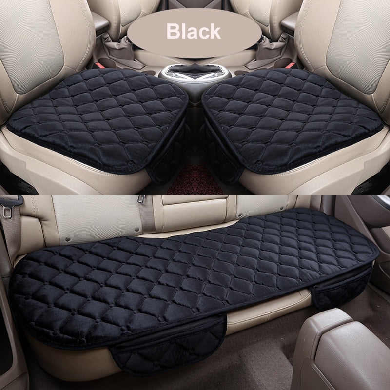 Car Seat Cover Car Accessory Front Rear Flocking Cloth Winter Warm Cushion Breathable Protector Mat Pad Universal Auto Interior