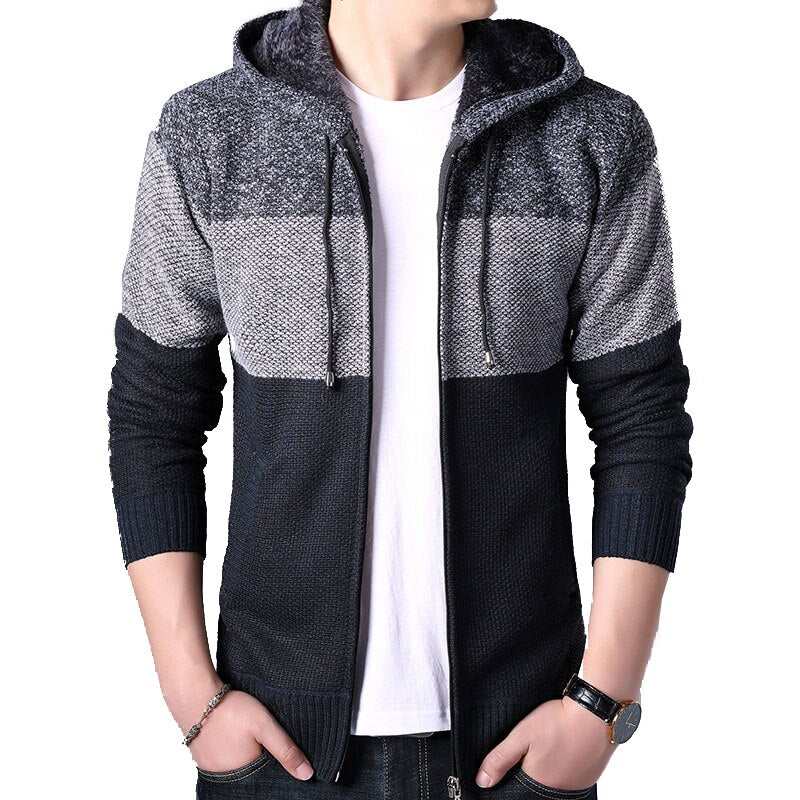 2022 Autumn Winter Men Hoodies Cardigan Men Striped Knitted Sweaters Mens Hoody Sweatercoats Brand Male Fleece Sweaters 3XL