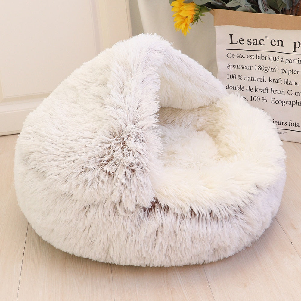 Super Soft Cat Bed House Warm Winter Cat Puppy Sleeping Beds Nest Long Plush Kitten Round Sofa Small Dogs Cat Kennel Anti Slip