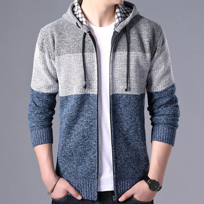 2022 Autumn Winter Men Hoodies Cardigan Men Striped Knitted Sweaters Mens Hoody Sweatercoats Brand Male Fleece Sweaters 3XL