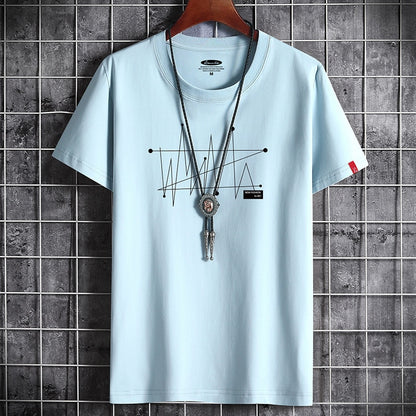 Manga S-6XL Oversize Men Loose Tee Tops 100% Cotton Fashion Goth Print Men's Short Sleeve T-shirt Summer New Male Casual Tshirt