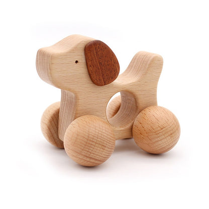 Organic Baby Teething Product Beech Wooden Rattle Car Teether DIY Wood Teether Pendent Eco-Friendly Safe Baby Teething Chew Toys