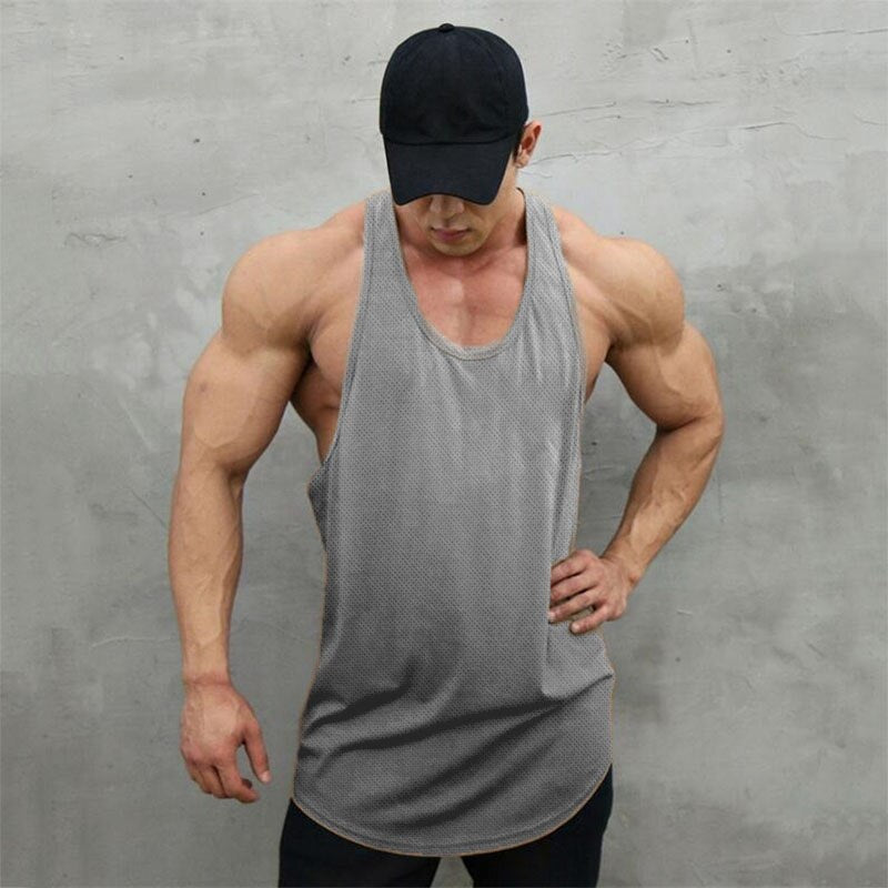 New Summer Brand Vest Mesh Gym Clothing Mens Tank Tops Sleeveless Shirt Bodybuilding Equipment Fitness Men&#39;s Stringer Tanktop