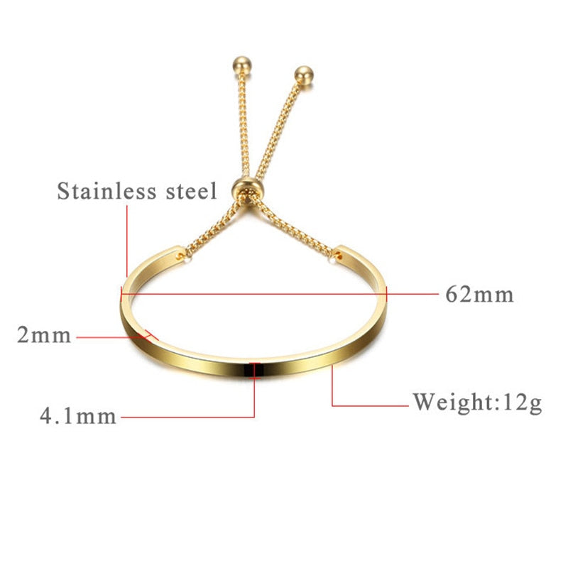 ZORCVENS 2023 New Fashion Gold Stainless Steel Bangle Bracelets For Women Adjustable High Polished Bracelet Wholesale