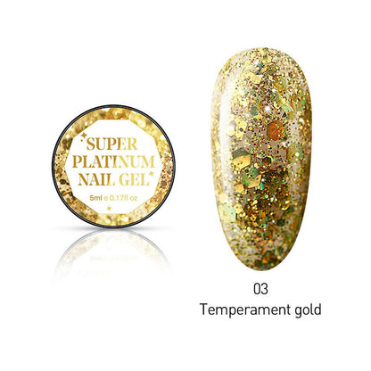 5ML Glitter Nail Gel Paint UV Varnish Semi-Permanent Base Manicure Primer Shimmer Diamond Shining Platinum Paint Nail Gel