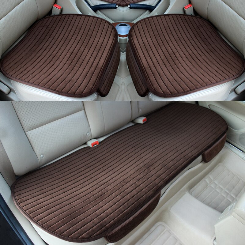 Car Seat Cover Car Accessory Front Rear Flocking Cloth Winter Warm Cushion Breathable Protector Mat Pad Universal Auto Interior