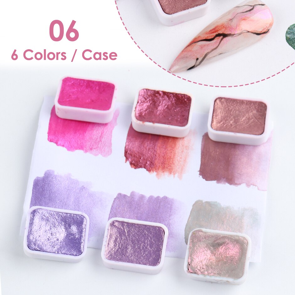 Nail Art Pigment Glitter Set Solid Metallic Watercolor Paint Chrome Powder Gradient Marble Effect Shimmer Manicure Dust NT1915