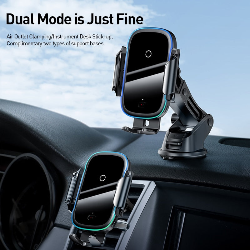 Baseus 15W Qi Car Wireless Charger Induction Car Mount Fast Wireless Charging For iPhone Samsung Huawei Xiaomi Car Phone Holder