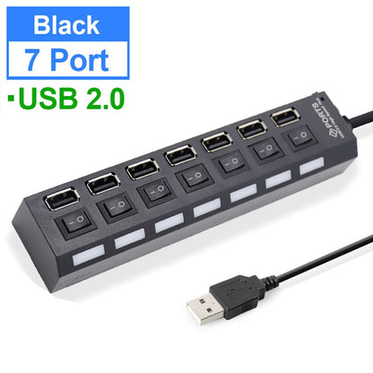 USB HUB 3.0 2.0 Multi 4 7 USB Port Splitter With Power Adapter For PC Computer Notebook Laptops Accessories Multiple Usb Hab