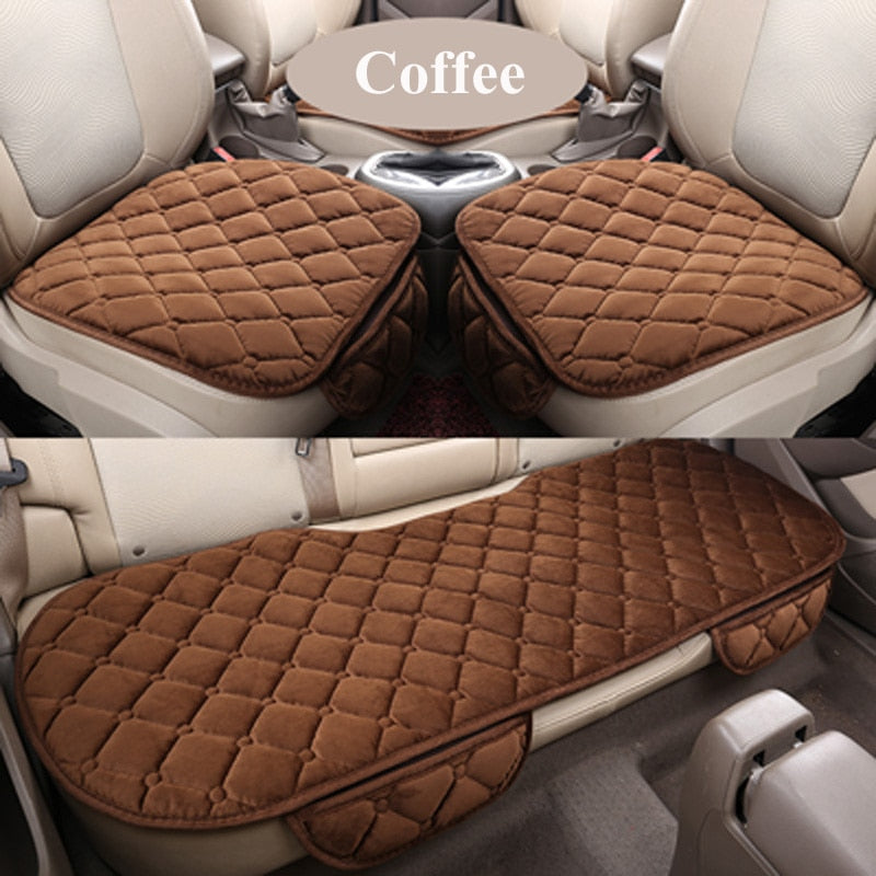 Car Seat Cover Car Accessory Front Rear Flocking Cloth Winter Warm Cushion Breathable Protector Mat Pad Universal Auto Interior