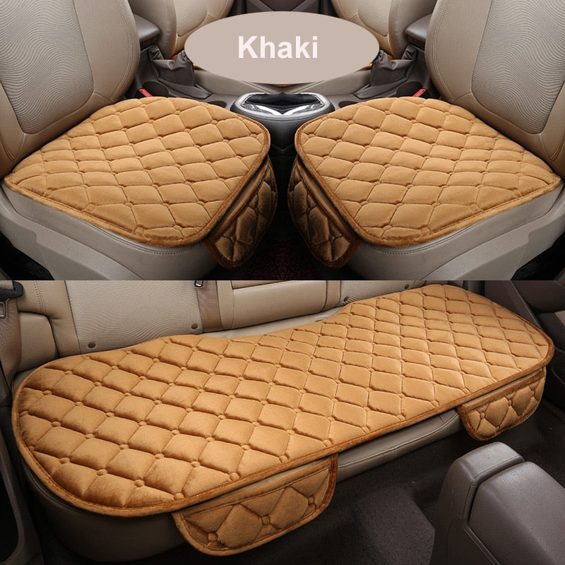 Car Seat Cover Car Accessory Front Rear Flocking Cloth Winter Warm Cushion Breathable Protector Mat Pad Universal Auto Interior