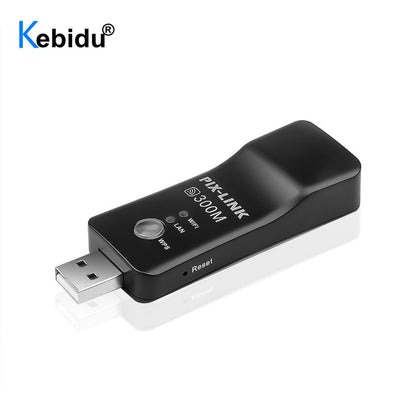 Kebidu Universal Wireless TV Network Wifi Adapter WPS 300Mbps Wi-fi Repeater RJ-45 Network Cable For Samsung LG Sony HDTV