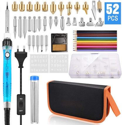 DIY 99Pcs wood burning kit heat transfer gourd engraving tool with switch thermostat soldering iron pen kit 302-842℉