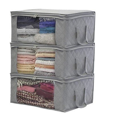 Quilt Storage Bag With Lid,Foldable Dust-Proof Storage Box,Large-Capacity Storage Bag For Clothes,Closet And Under-Bed Storage