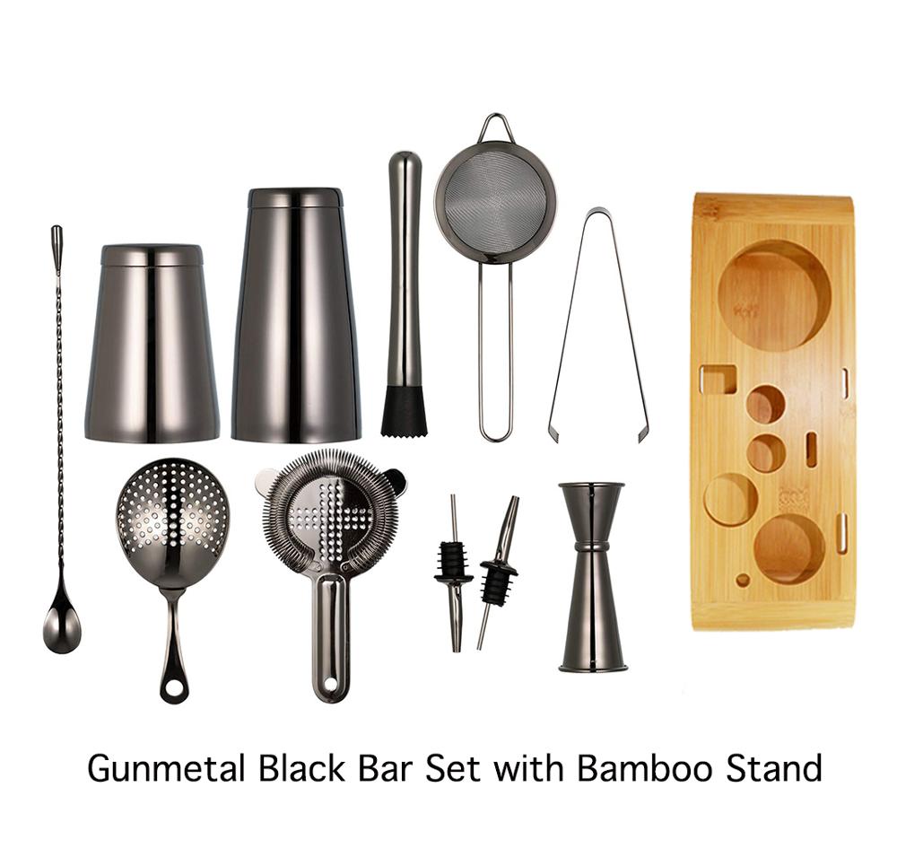 Cocktail Shaker Bar Set: Weighted Boston Shakers, Cocktail Strainer Set,Jigger, Cocktail Muddler,Spoon, Ice Tong,Pourers